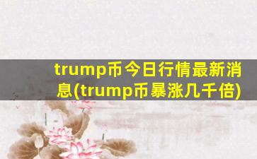 trump币今日行情最新消息(trump币暴涨几千倍)