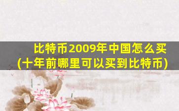 比特币2009年中国怎么买(十年前哪里可以买到比特币)