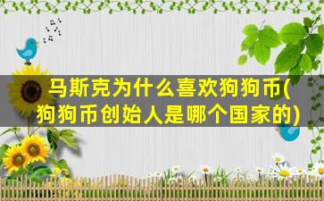 马斯克为什么喜欢狗狗币(狗狗币创始人是哪个国家的)